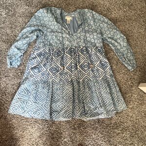 Jessica Simpson Blue Floral Long Sleeve Dress